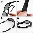 Sol Pro Powersports Goggle, Anti-Fog Safety Motorcycle Riding Sunglasses Foam Padded, Dustproof, Windproof, Hunting, Hiking, Mow