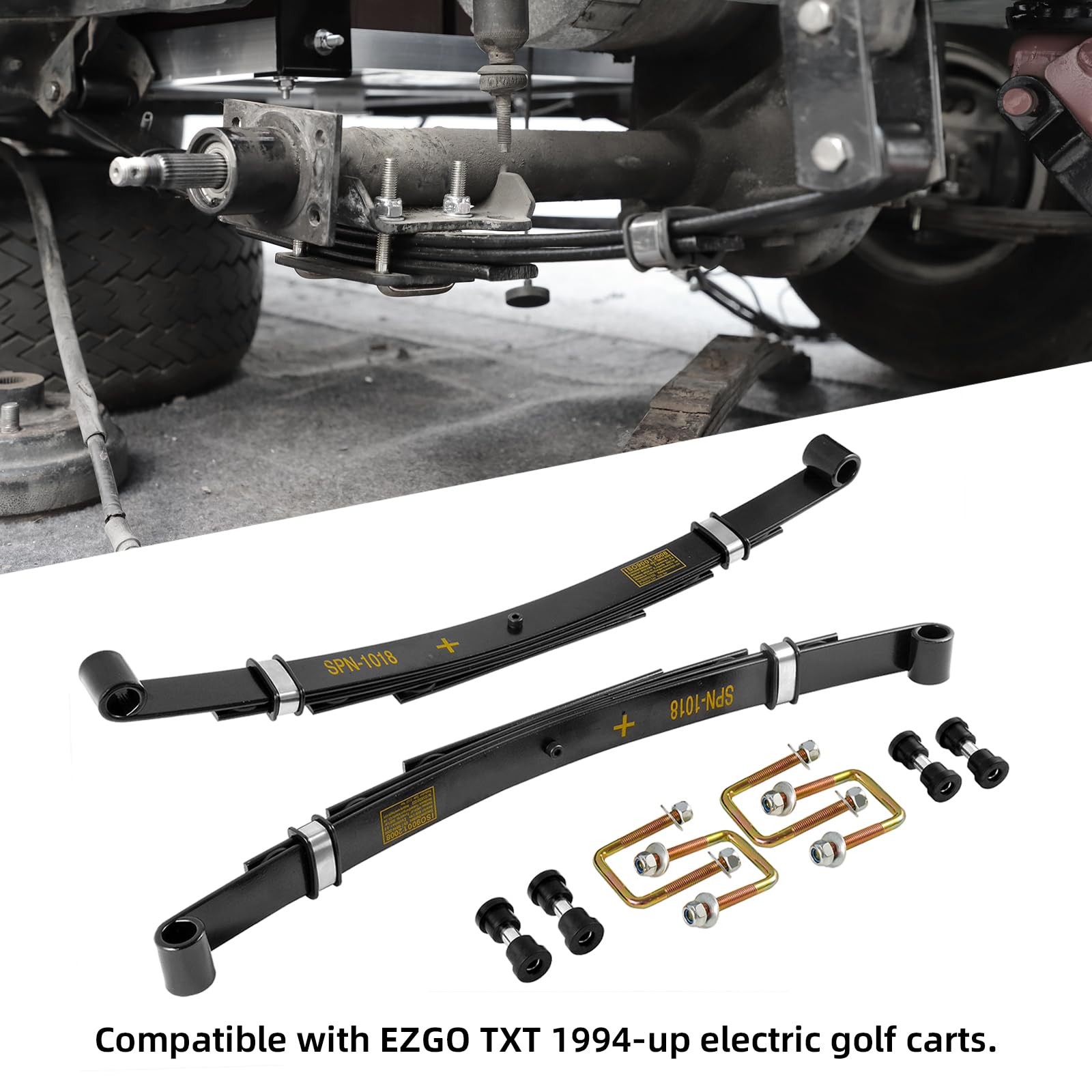 Roykaw Rear Heavy Duty Leaf Spring Kit For Ezgo Txt 1994-Up Golf Cart - 4 Leaf