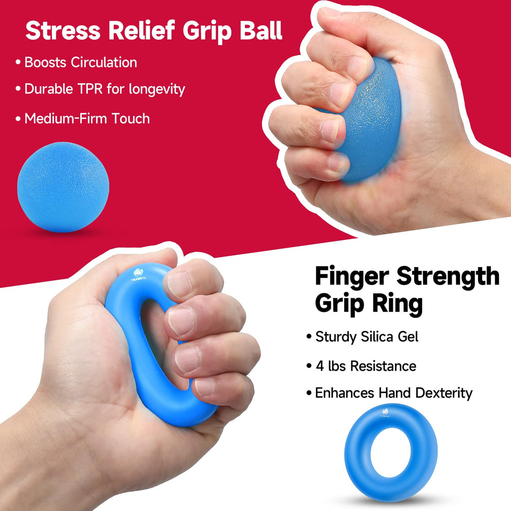 Fitbeast Hand Grippers Adjustable Strengthener Workout Kit Forearm Strengthener With Counters Finger Exerciser - 5 Pack, Sky Blu