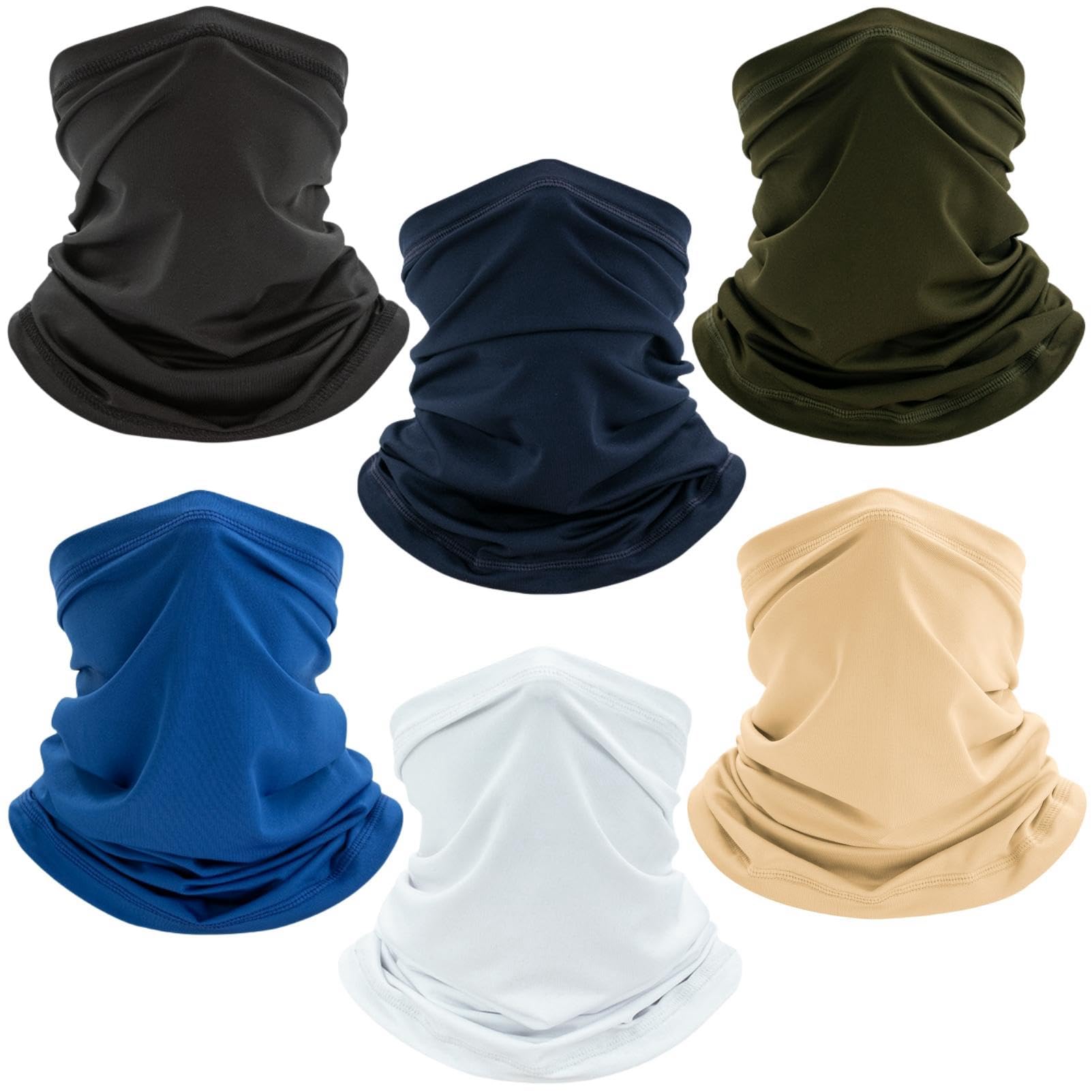 COOLZU 6 Pack Neck Gaiter Face Mask: Scarf Gator Breathable Balaclava Cooling Cover Masks for Men Women (Multicolor-2)