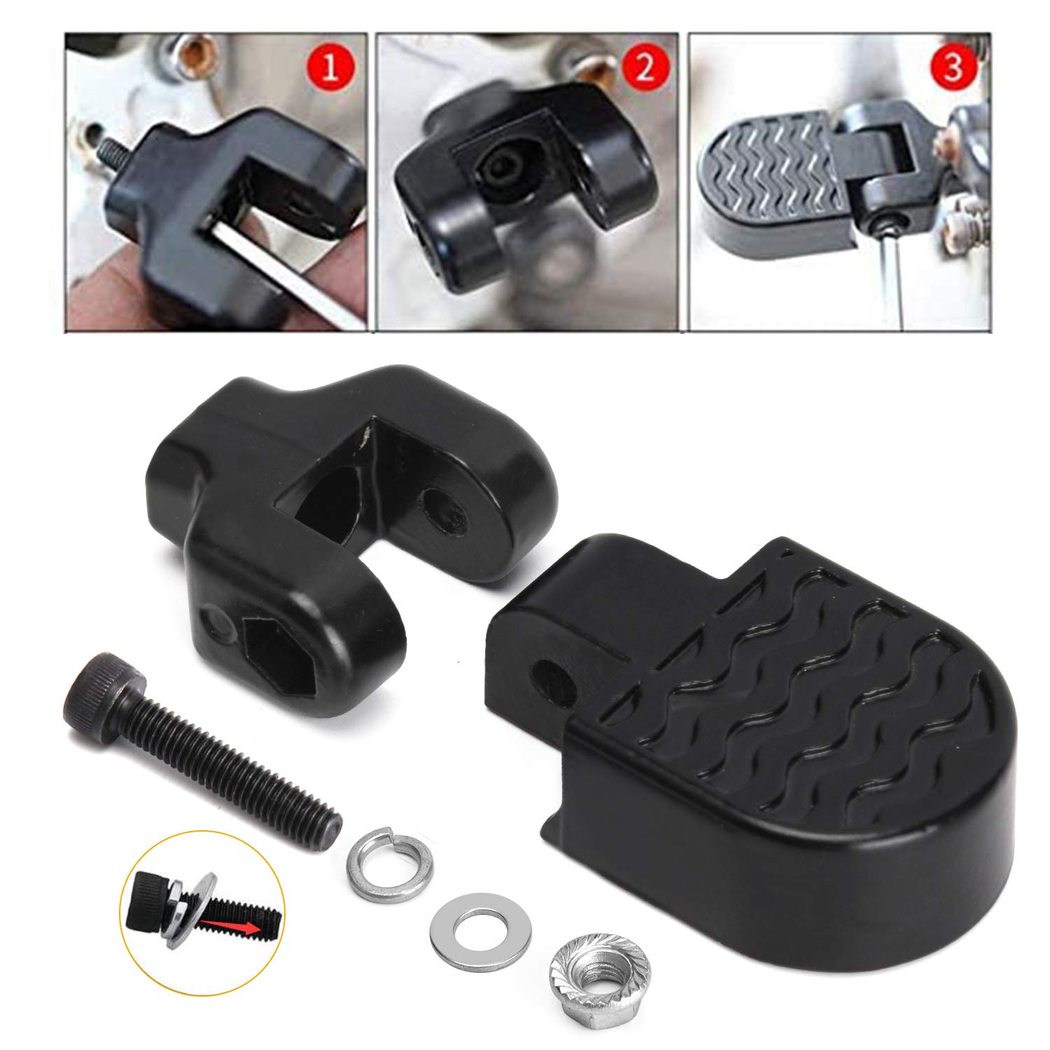 Tobwolf 1 Pair Mini Bike Rear Pedals, 3.1X1.6 In / 8X4Cm Aluminium Alloy Folding Bike Pegs, Non-Slip Bicycle Footrests, Foot Pla