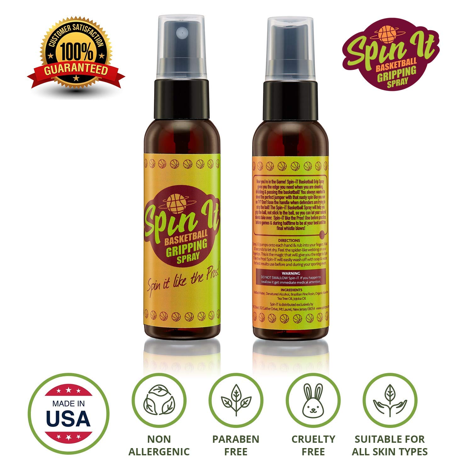 Spin-It Basketball Hand Grip Spray - Use With Your Basketball Dribble Trainer - Basketball Grip Powder Replacement - Part Of You