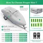 Uirway Boat Cover Waterproof, Heavy Duty 1200D Boat Tarp With Reflective Strips, Bass Boat Covers For Trailering & Mooring, Fits