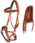 Challenger Horse Western Padded Leather Beaded Bitless Sidepull Bridle 77Rt17Tn-F