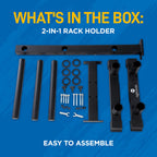 SereneLife 6-Pegs Olympic Weight Plate Rack & 4 Barbells - 800 Pounds Capacity, Heavy Duty Gym Organizer, Scratch Resistant Fram