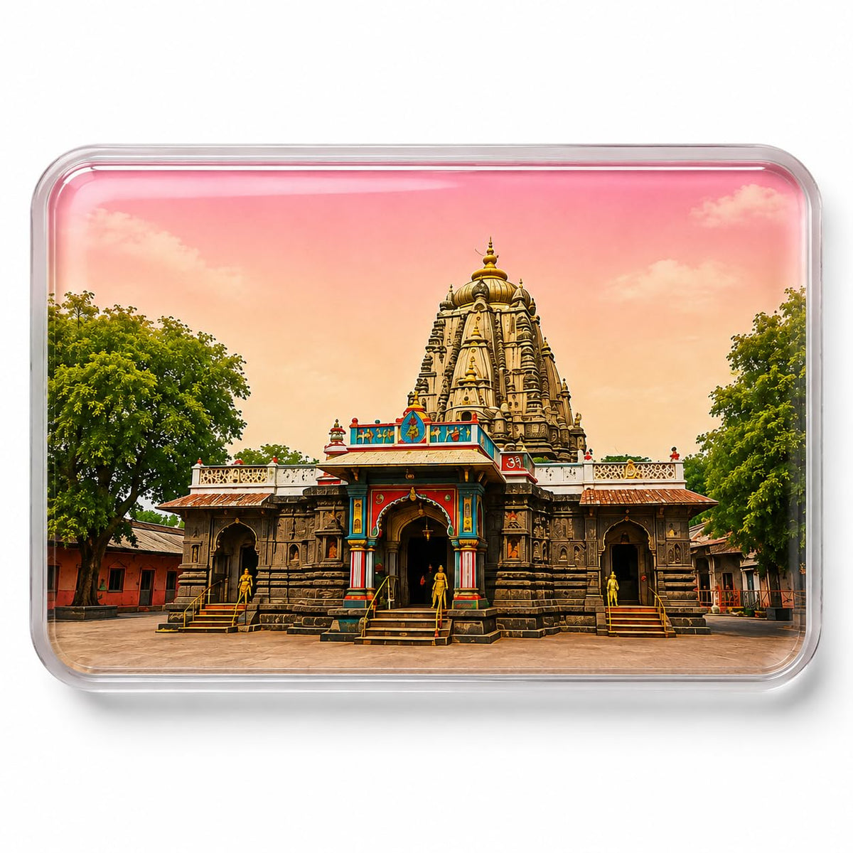 Tulja Bhavani Acrylic Fridge Magnet | Souvenir Refrigerator Magnet | Travel Landmark Decorative Magnet | Home, Kitchen & Office