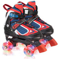 Kids Roller Skates For Boys - Red For Toddler Little Kids Age 4 5 6 7- Adjustable All Light Up Wheels Indoor Outdoor Sports Birt