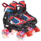 Kids Roller Skates For Boys - Red For Toddler Little Kids Age 4 5 6 7- Adjustable All Light Up Wheels Indoor Outdoor Sports Birt