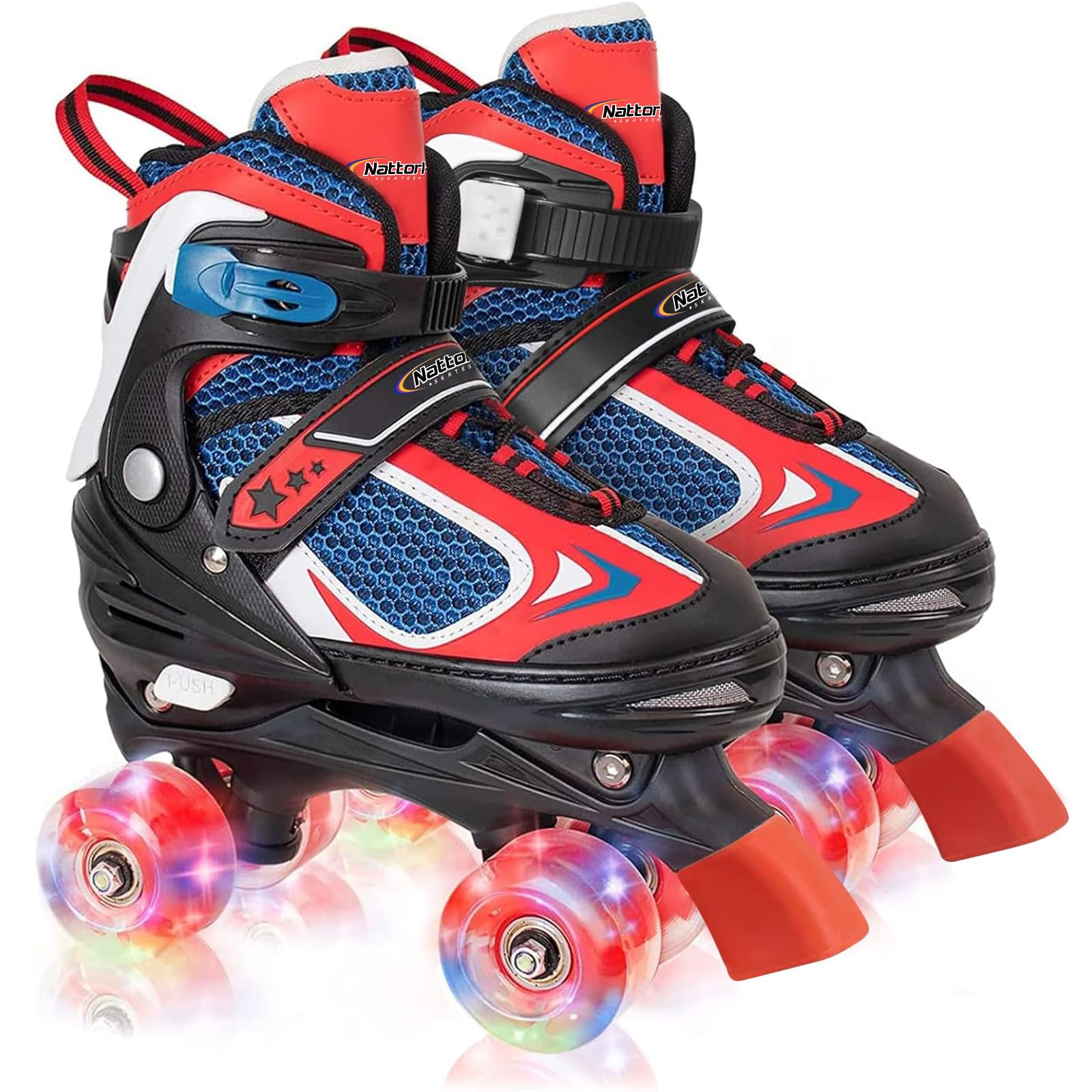 Kids Roller Skates For Boys - Red For Toddler Little Kids Age 4 5 6 7- Adjustable All Light Up Wheels Indoor Outdoor Sports Birt