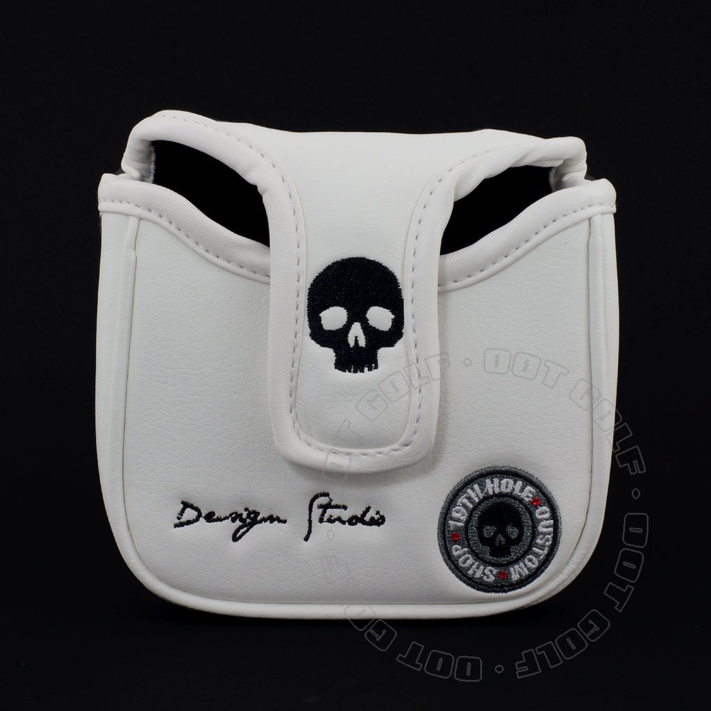 19Th Hole Custom Shop Skull And Rose High-Moi Mallet Putter Headcover, Heel Shaft, White, Golf Head Cover