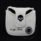 19Th Hole Custom Shop Skull And Rose High-Moi Mallet Putter Headcover, Heel Shaft, White, Golf Head Cover