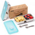 Starnook Stainless Steel Snack Containers,Reusable 2 Compartment Stainless Snack Containers With Lids,Stainless Steel Food Stora