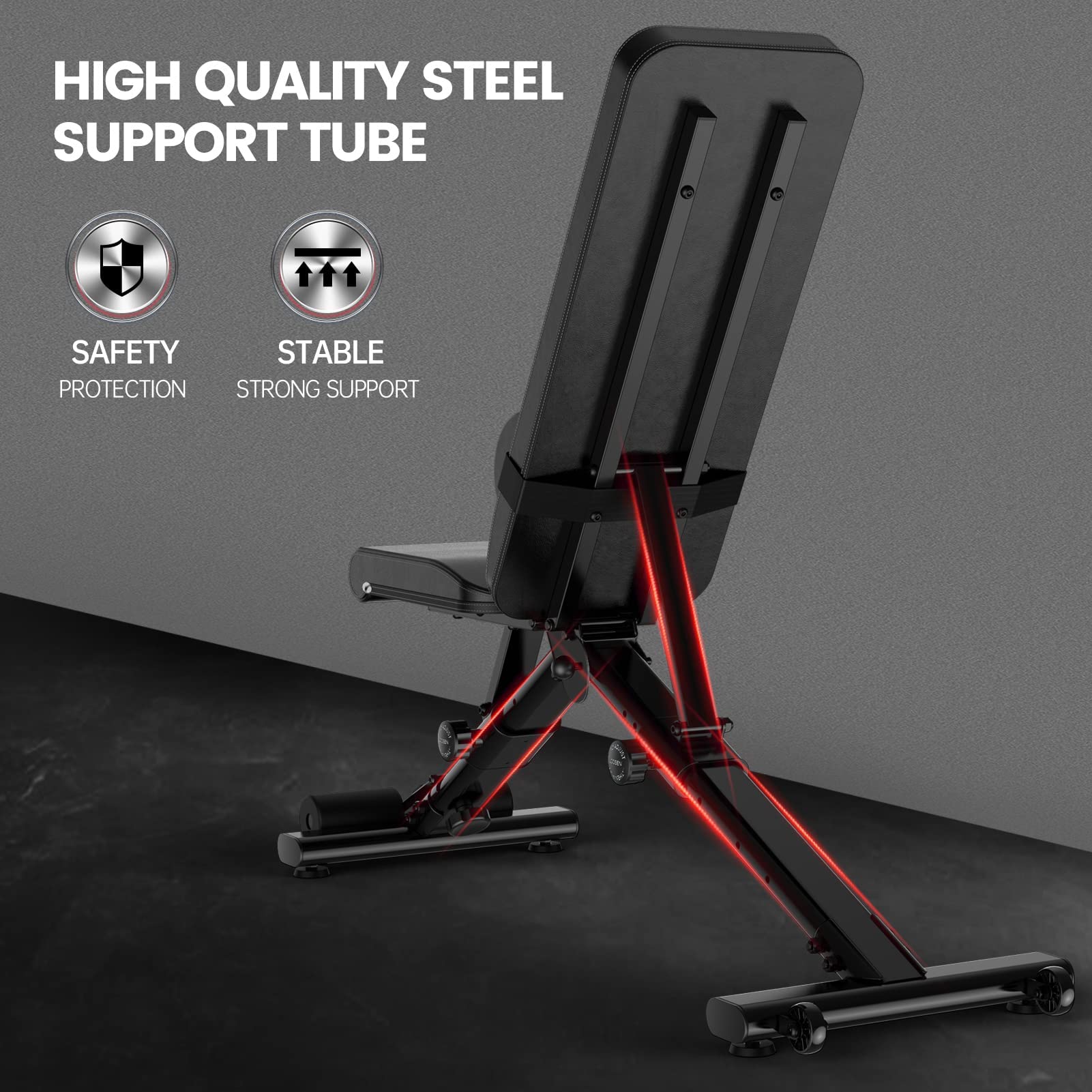 Pasyou Adjustable Weight Bench,880Lb Weight Capacity For Strength Training Bench Press Foldable Incline Decline Bench For Full B