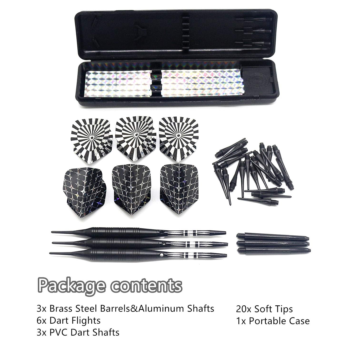 Roobeeo Soft Tip Darts Set For Electronic Dart Board 22G Plastic Tip Darts Set With Brass Barrels&Aluminum Shafts, 6 Flights 3 S