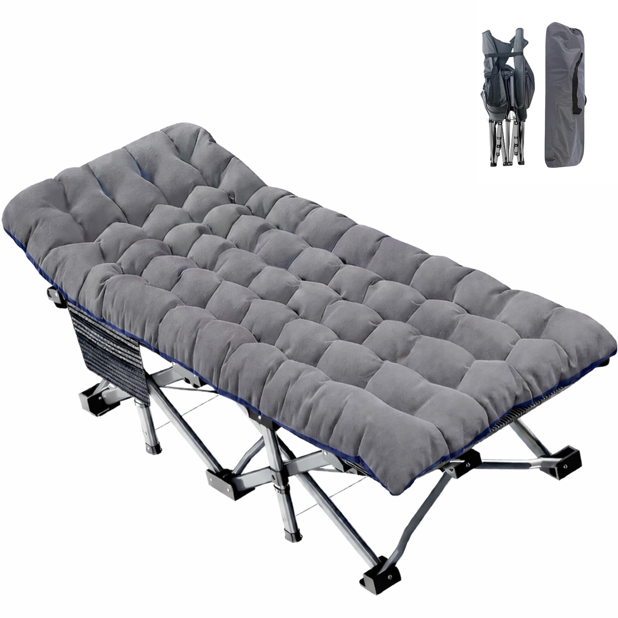 ABORON XXL Camping Cot for Adults, Oversized 78  32 Folding Camping Bed, 900LBS Heavy Duty Outdoor Sleeping Cot with Mattress Pa