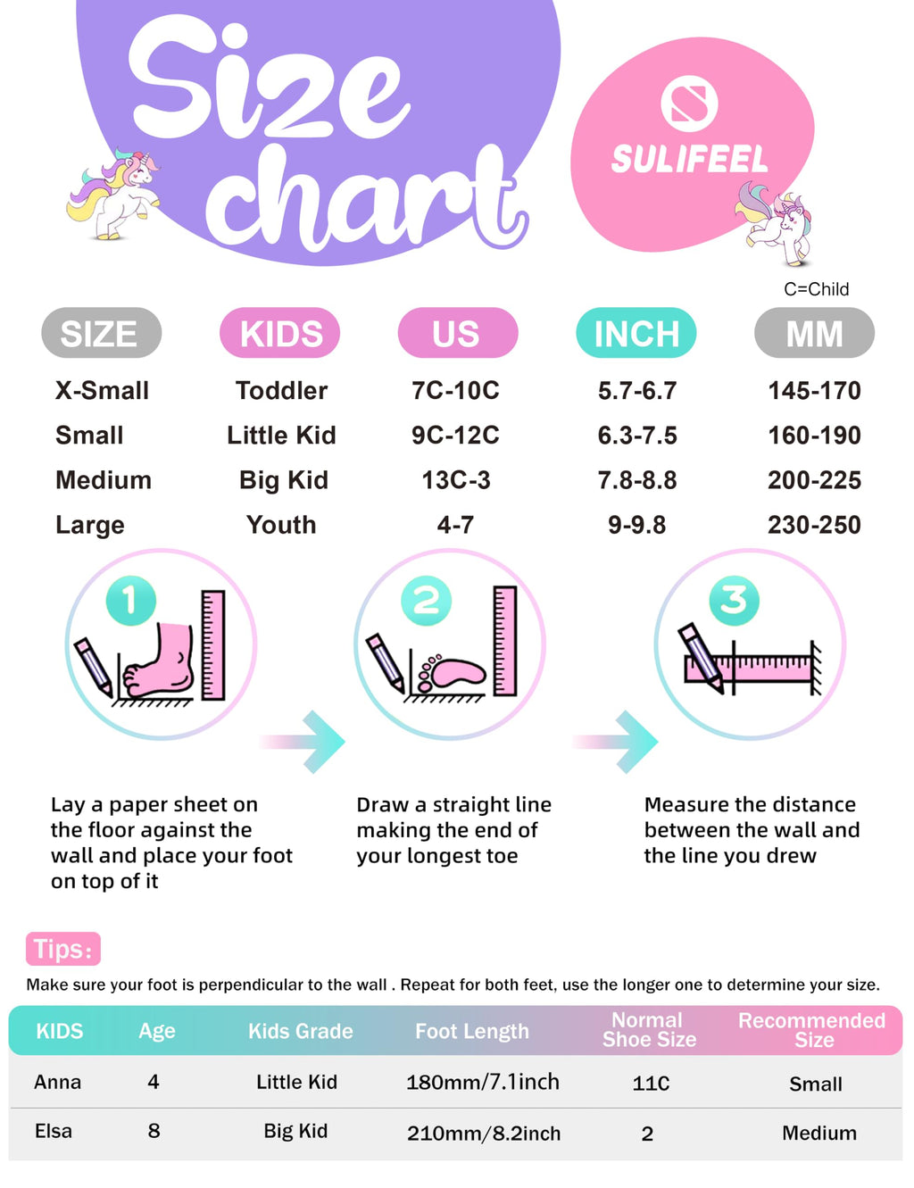 Sulifeel Rainbow Unicorn 4 Size Adjustable Light Up Toddler Roller Skates For Girls And Boys For Kids Purple