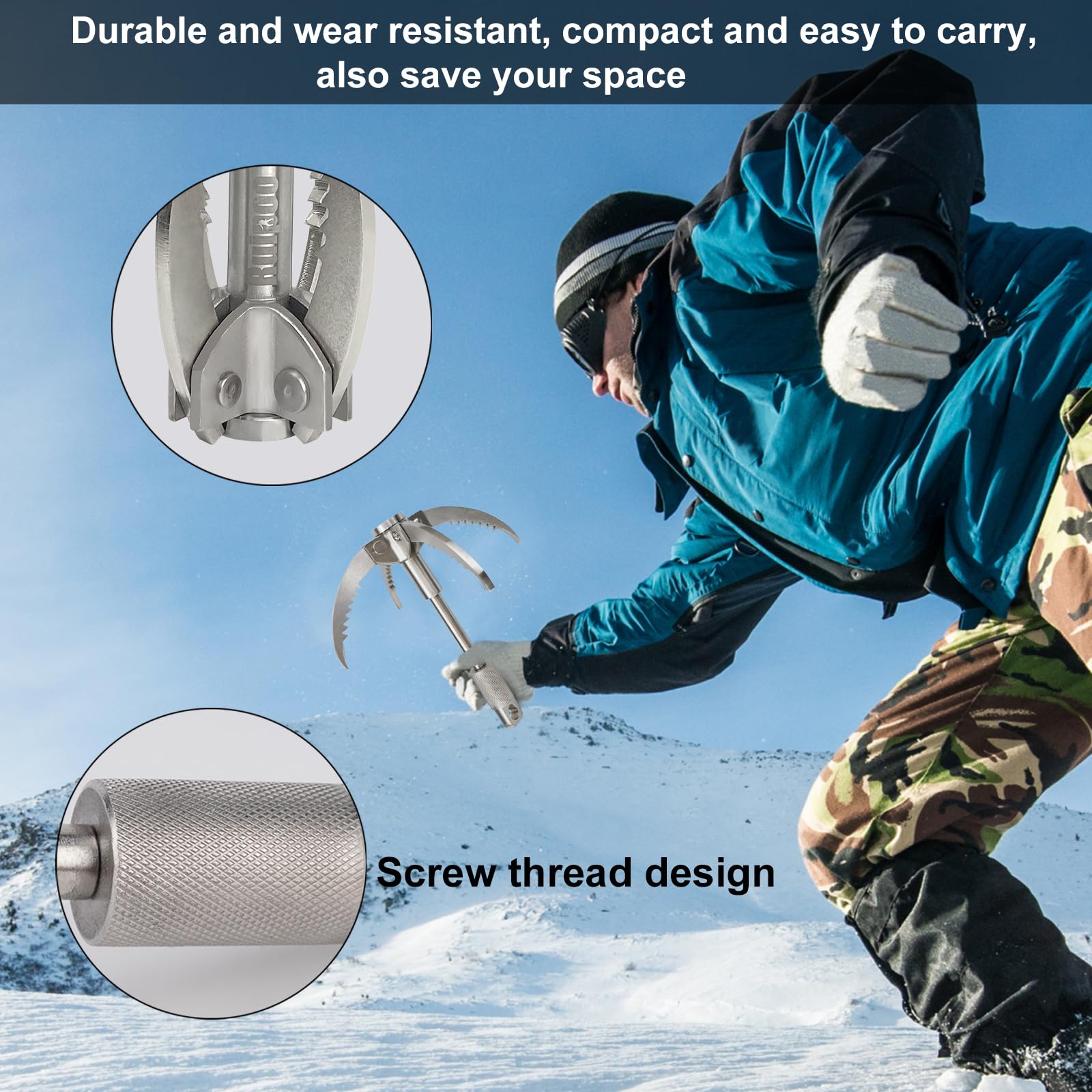 Grappling Hook Folding Survival Claw Multifunctional Stainless Steel Hook For Outdoor Camping Hiking Tree Rock Mountain Climbing