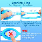 Cooloo Kids Goggles For Swimming For Age 3-15, 2 Pack Kids Swim Goggles With Nose Cover, No Leaking, Anti-Fog, Waterproof, Blue