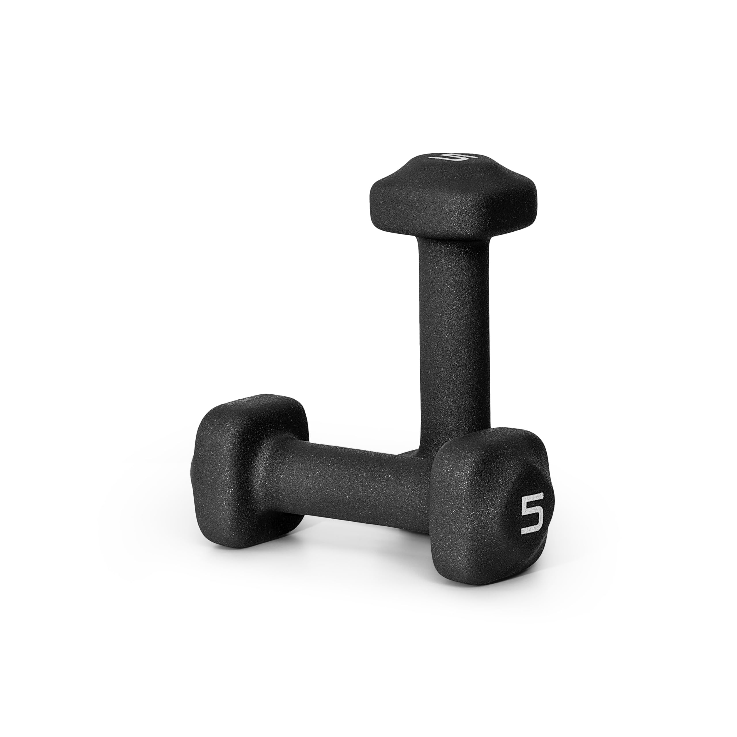 Tone Fitness 5 lb Neoprene Dumbbell Pair for Home Workouts - Non-Slip Design - Black