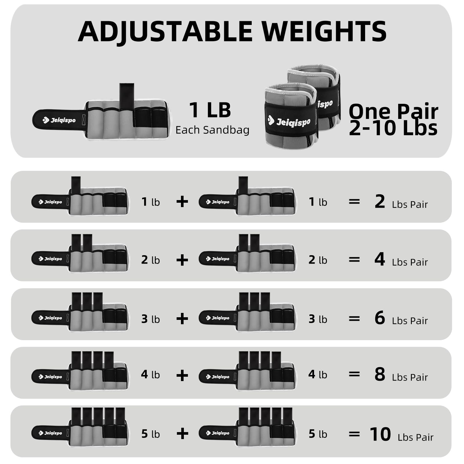 Adjustable Ankle Weights 1 Pair 2/4/6/8/10 LBS Wrist Leg Arm Weights for Women Kids Men,Strength Training with Removable Weight