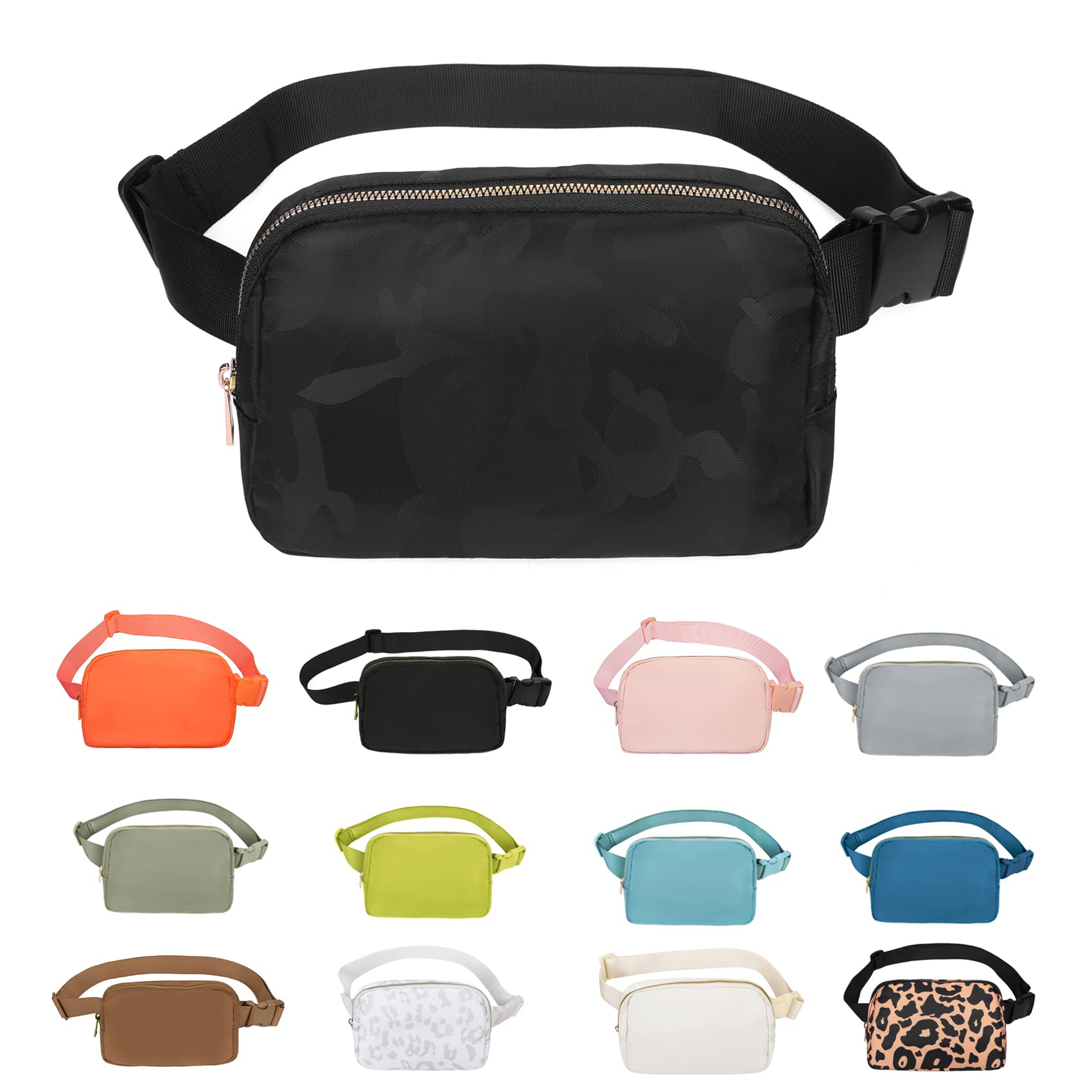 VOROLO Fanny Pack For Women And Men Crossbody Bag Belt Bag with Adjustable Strap Graduation Gifts Camo Black