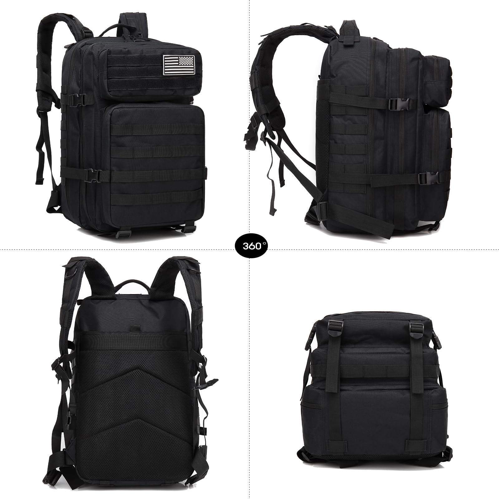 Createy Military Tactical Backpack, Large Army 3 Day Assault Pack 45L Molle Bag Rucksack Bug Out Bag Daypacks With Molle System