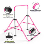Safly Fun Expandable Gymnastics Bars Junior Training Bar Gymnastic Folding Horizontal Bars With Mat For Kids(Pink+Mat)