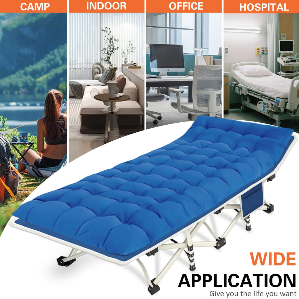 Camping Cots With Comfortable Mattress Sleeping Bed For Camping Folding Cot With Pad Heavy Duty Sleeping Cot With Carry Bag Gues