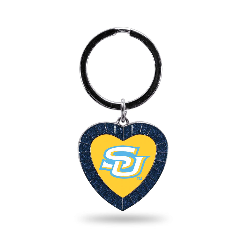 Rico Industries Ncaa Southern University Jaguars Ncaa Rhinestone Heart Colored Keychain, Navy, 3-Inches In Length