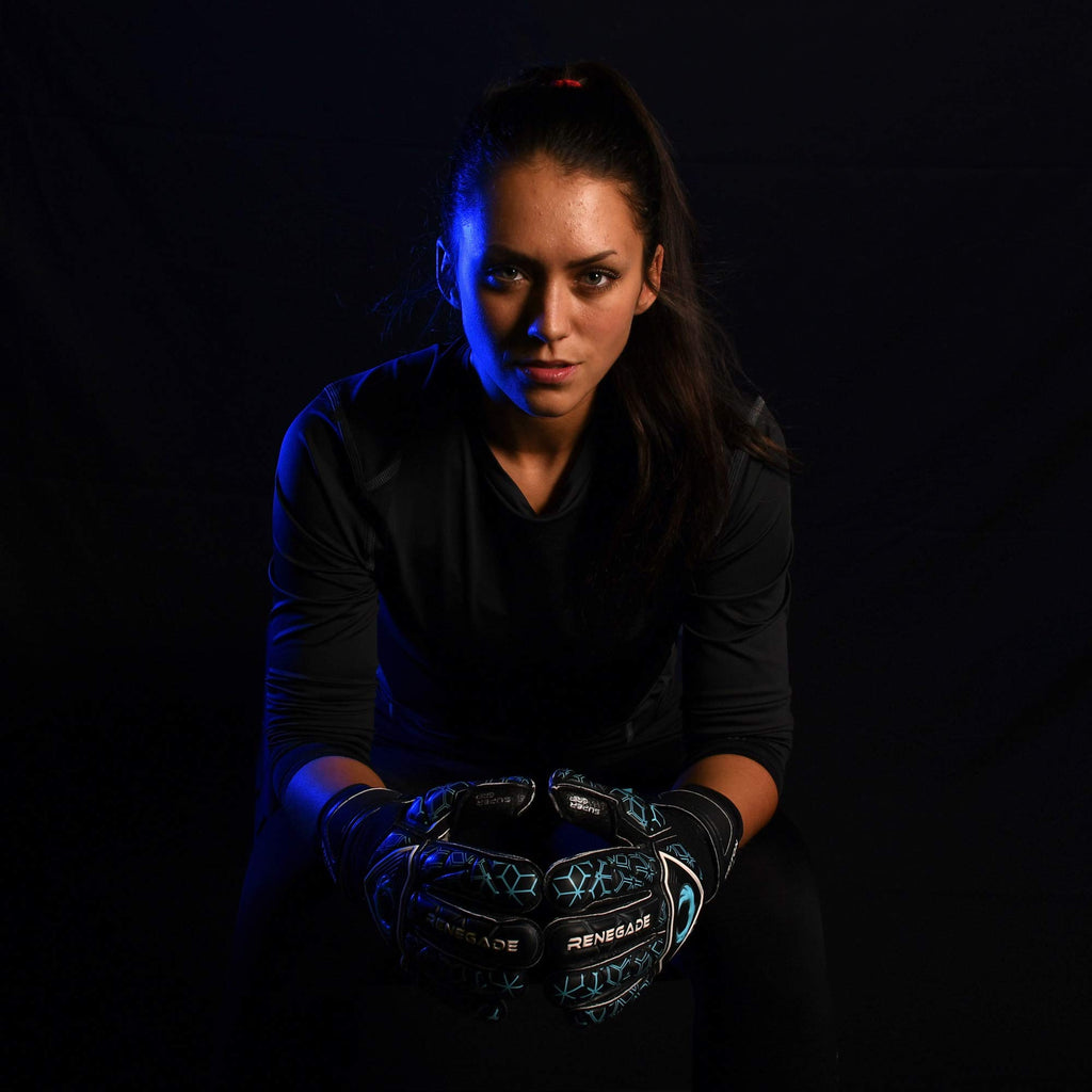 Renegade Gk Triton Specter Goalie Gloves With Pro-Tek Fingersaves  3.5+3Mm Super Grip & 4Mm Duratek  Black & Blue Soccer Goalkee