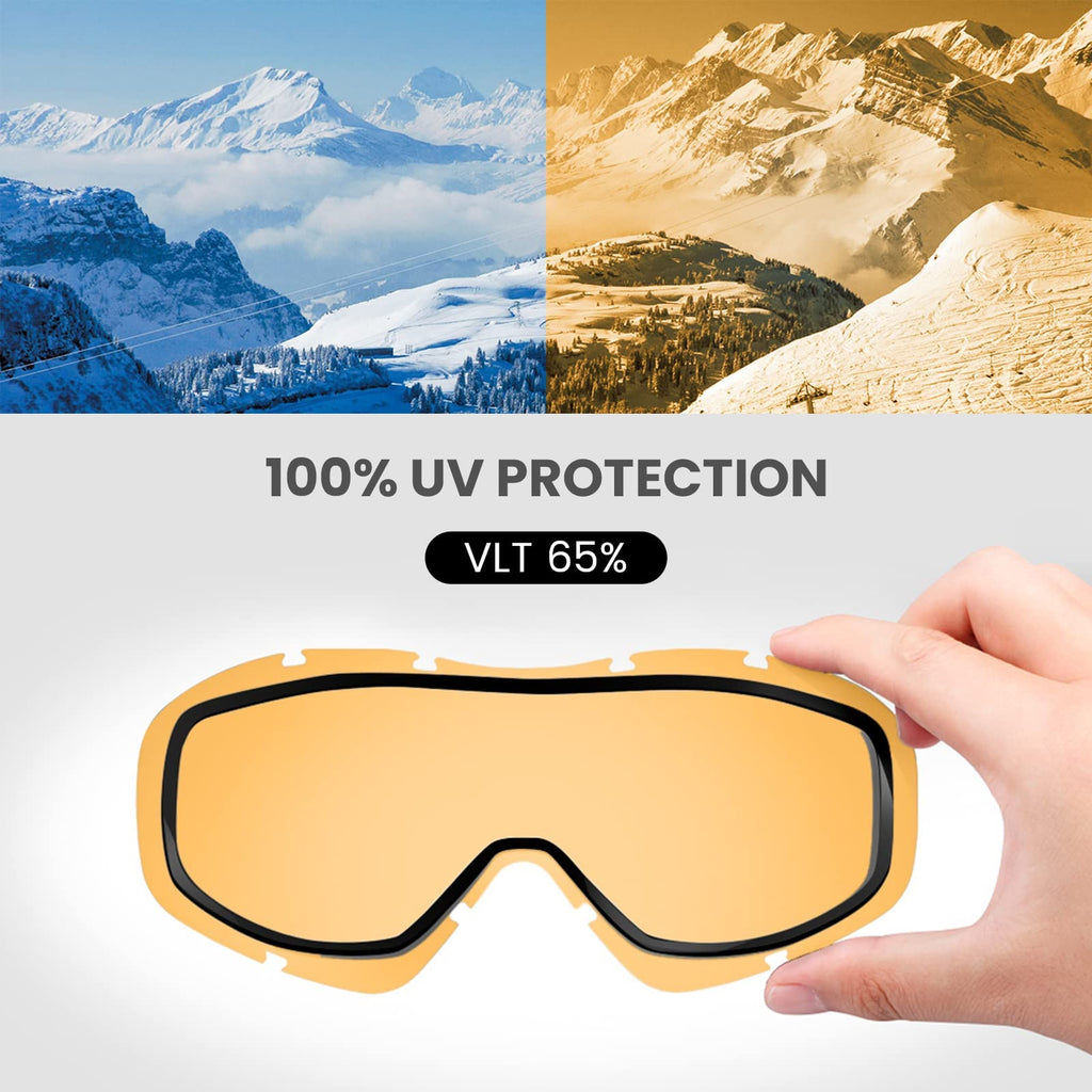 Outdoormaster Ski Goggles Otg - Over Glasses Ski/Snowboard Goggles For Men, Women & Youth - 100% Uv Protection (Blackframe Orang