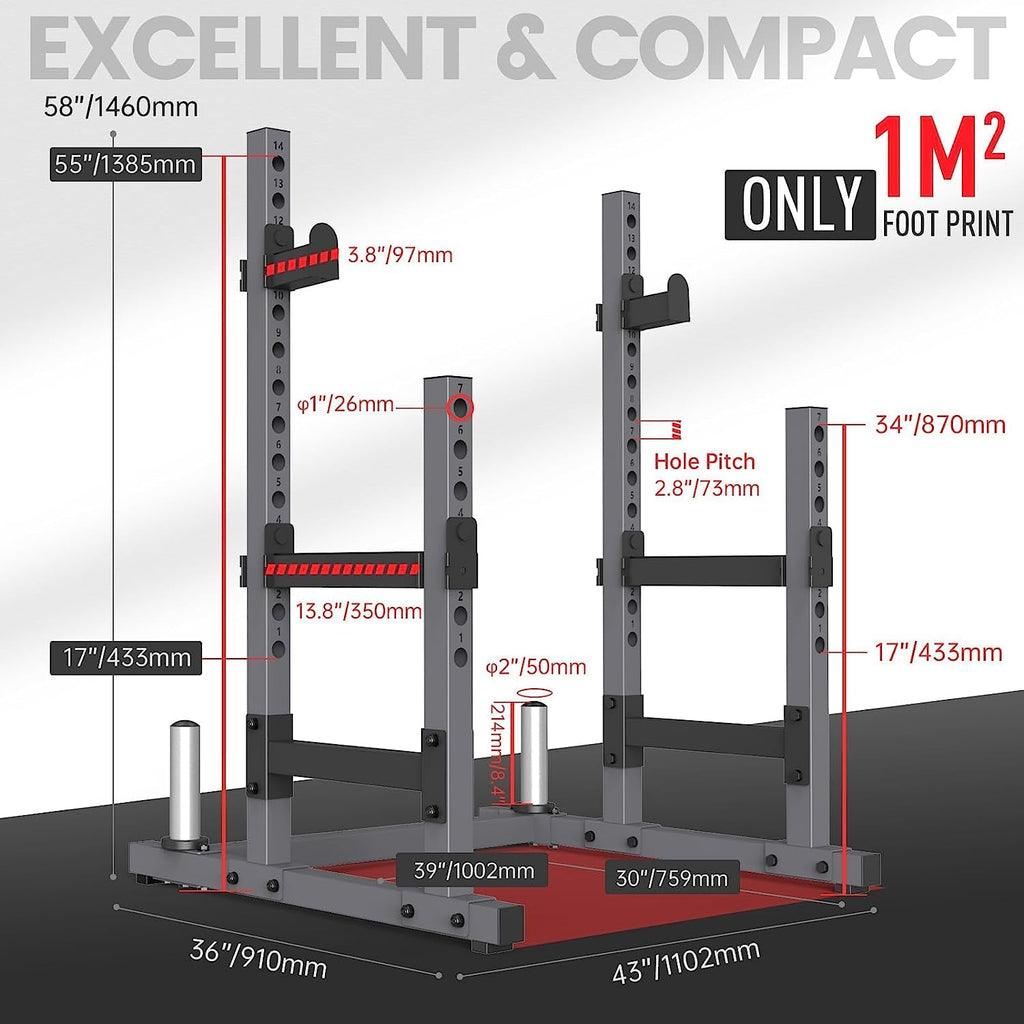 Pasyou Squat Rack For Home Gym With Max Load 1800 Lbs For Bumpers And 600 Lbs For J Hooks (Model:Sr30)