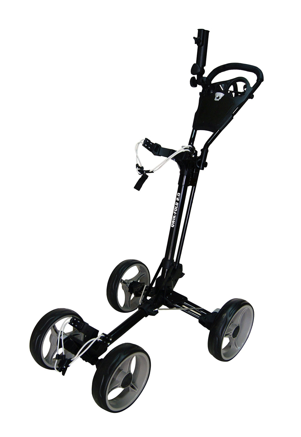 Qwik-Fold 4 Wheel Folding Push Pull Golf Cart - Foot Brake - One Second To Open & Close! (Black/Charcoal)