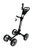 Qwik-Fold 4 Wheel Folding Push Pull Golf Cart - Foot Brake - One Second To Open & Close! (Black/Charcoal)