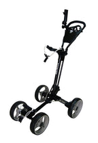 Qwik-Fold 4 Wheel Folding Push Pull Golf Cart - Foot Brake - One Second To Open & Close! (Black/Charcoal)
