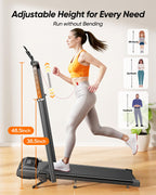 Walking Pad Treadmill with 12% Incline, Folding Treadmill with Adjustable Height Handle Bar for Home/Office