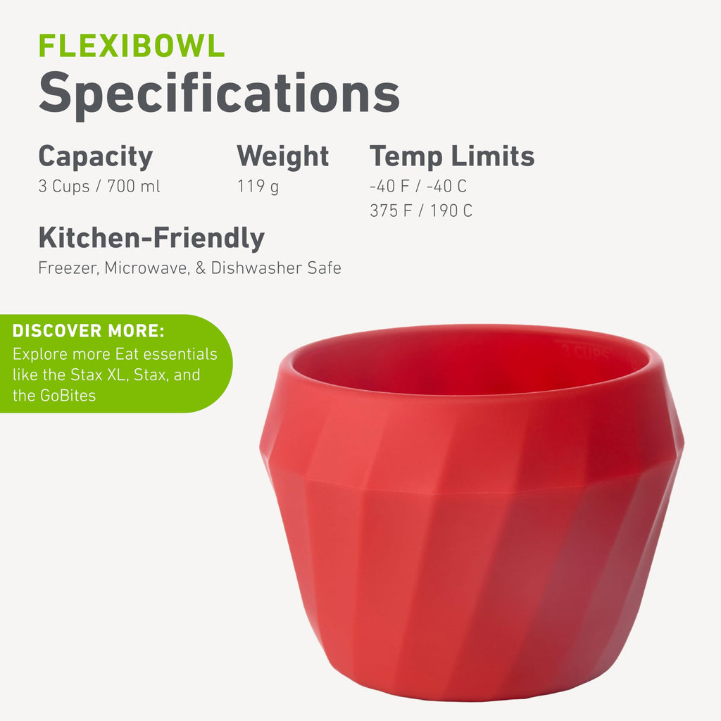 Humangear Flexibowl | Convertible Camping Bowl | On The Go | Packable & Easy To Clean, Red