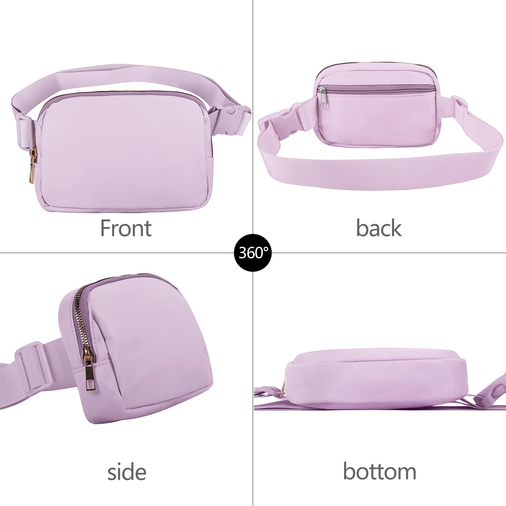 Vorolo Waist Pack For Running Fanny Pack For Women And Men Crossbody Belt Bag Bum Bag With Adjustable Strap For Sports Light Pur