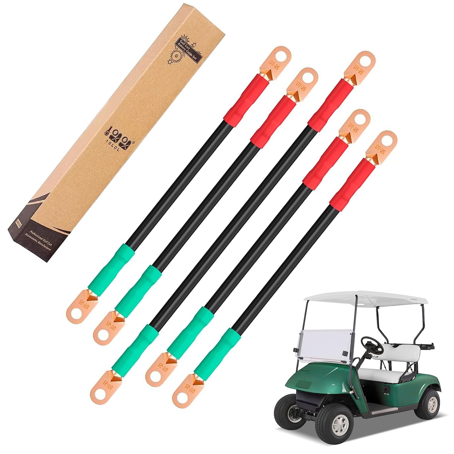 10L0L Golf Cart Battery Cable Set Fits Ezgo Txt 94-Up Medalist/Txt,Corrosion Resistant, Ultra-Long Pure Copper Wire Lugs,6 Surfa