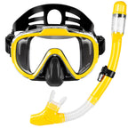Snorkel Set, Zipoute Snorkel Dry Top Snorkeling Gear For Adults, Panoramic Anti-Leak And Anti-Fog Tempered Glass Lens, Adults Ad