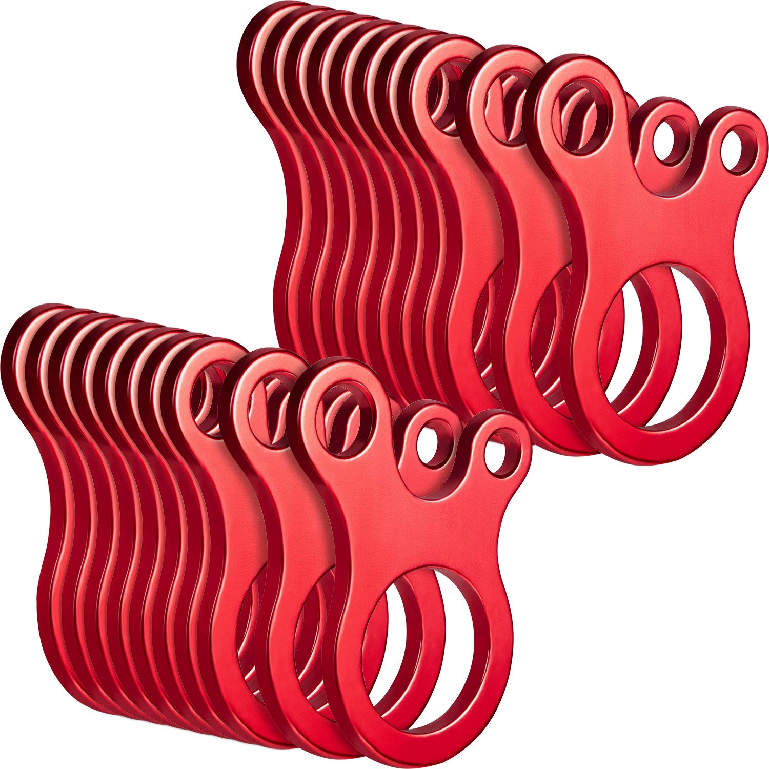 SATINIOR 20 Pieces Aluminum Alloy Guyline Cord Adjuster Tent Tensioners Rope Adjusters for Outdoor Camping Hiking, Red