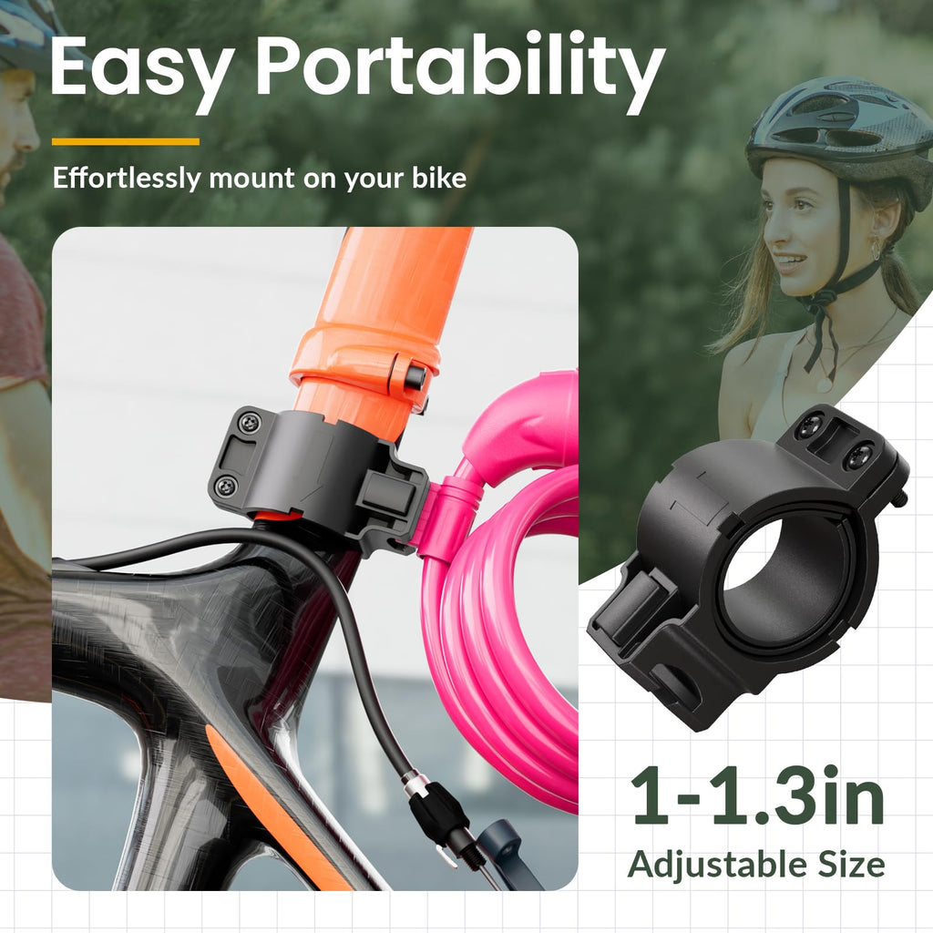 Titanker Bike Lock, 4 Feet Security Resettable Combination Coiling Bike Cable Locks With Mounting Bracket, 1/2 Inch Diameter (Pi