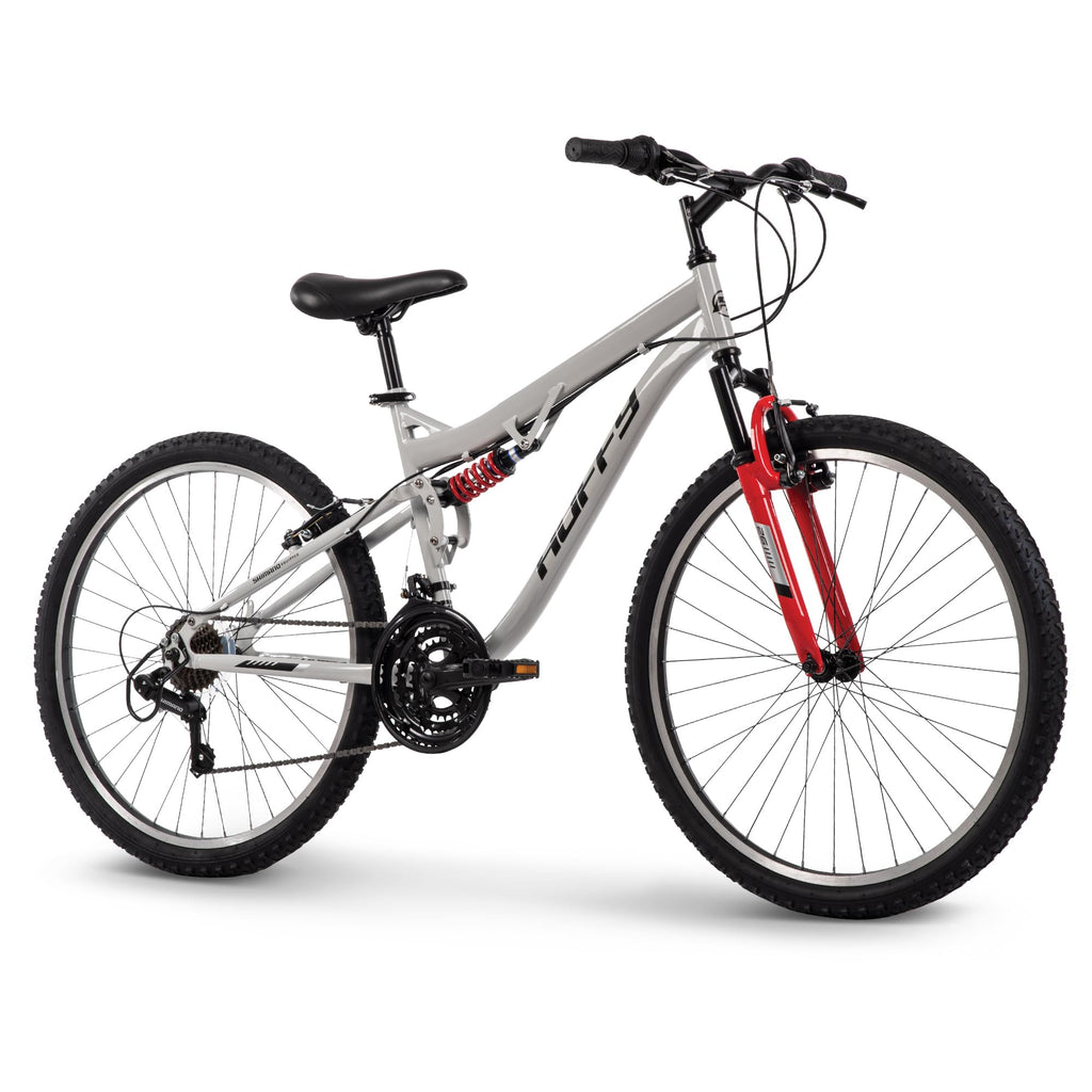 Huffy Stone Mountain 21-Speed Dual Suspension Mens Mountain Bike, 26-Inch, Gray