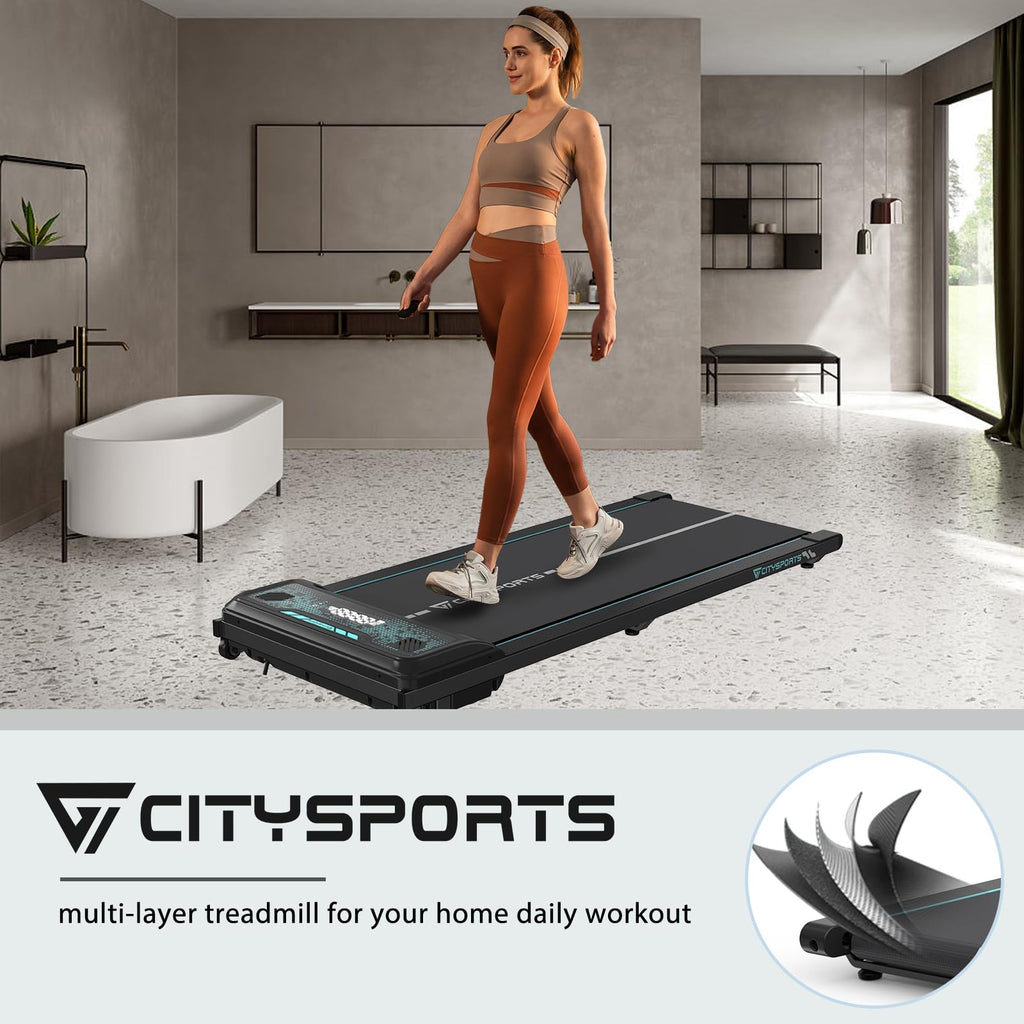 CITYSPORTS Treadmill Under Desk, Walking Pad, Ultra Slim & Portable for Home (Black&Green)
