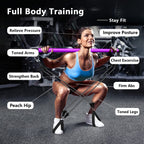 Pilates Bar Kit With 4 X Resistance Bands,3-Section Pilates Bar With Stackable Bands Workout Equipment For Legs,Hip,Waist And Ar