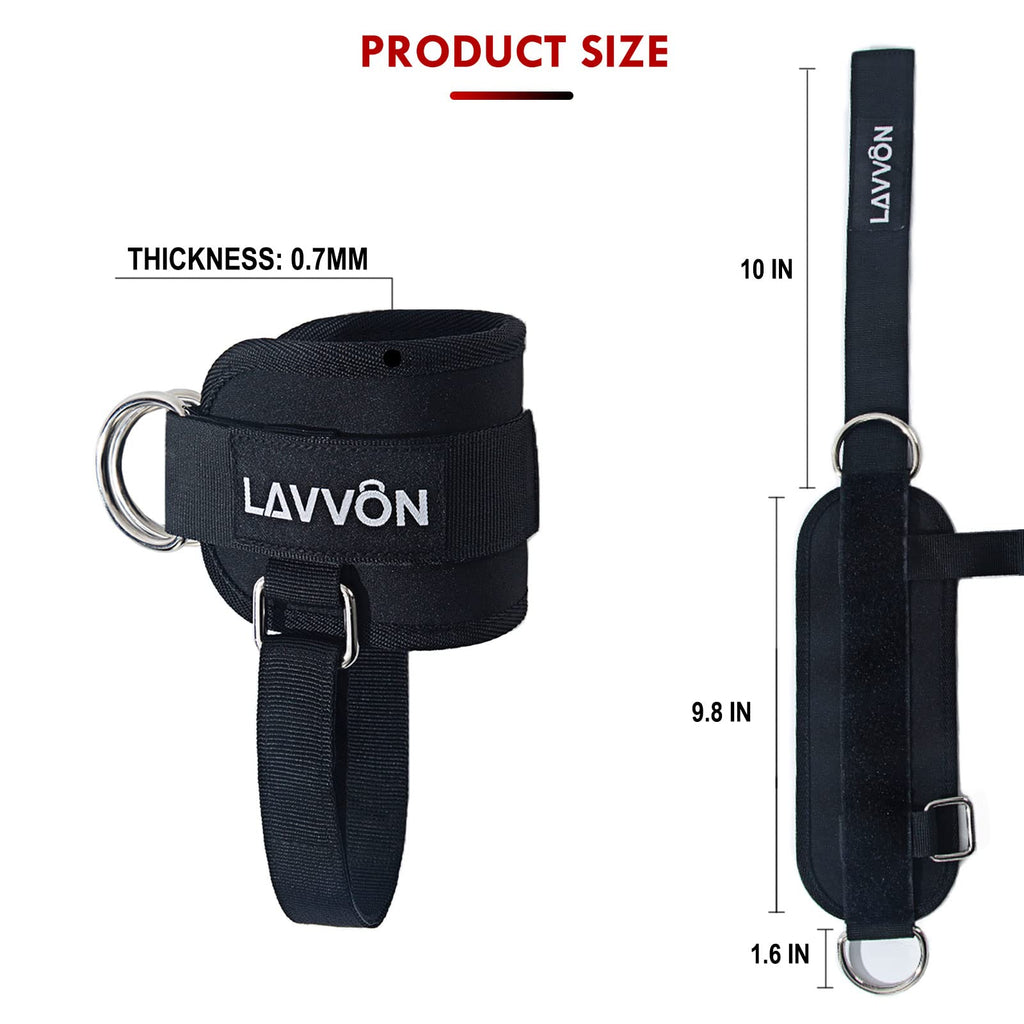 LAVVON Ankle Straps for Cable Machines Kickbacks - Adjustable Comfort Ankle Cable Attachments for Gym Ankle Cuff Cable Machine G