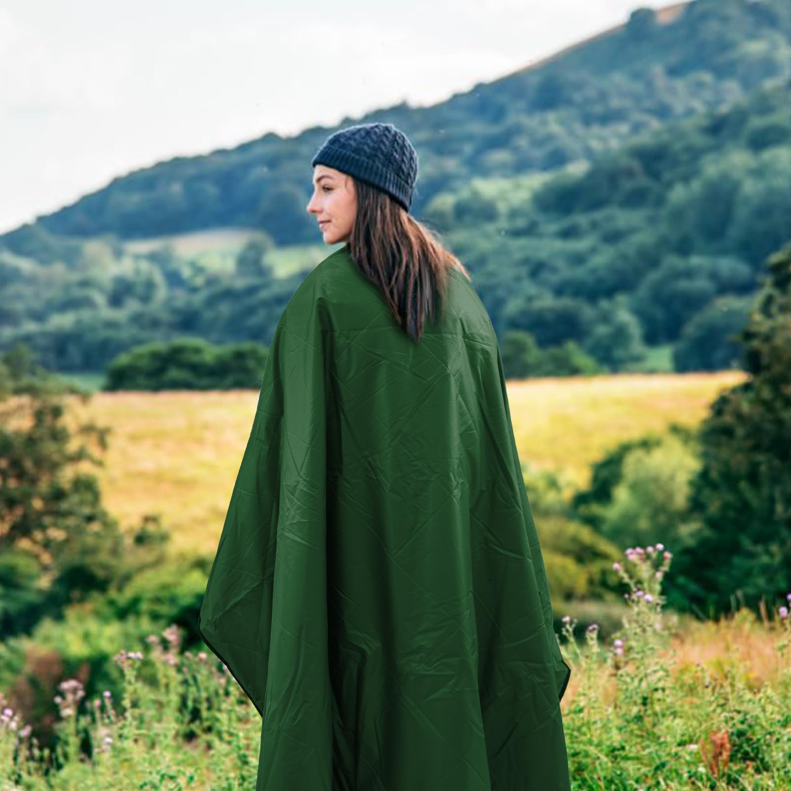 Kawagebo Kamp Sherpa Warm Outdoor Camping Blanket - Waterproof Stadium Blanket For Cold Weather, Camp, Sports Mom And Concert -