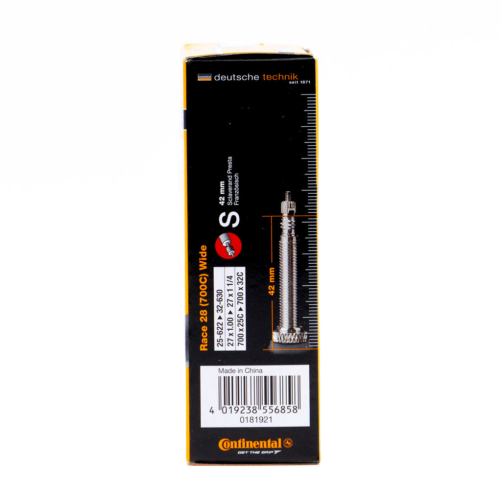 Continental 42Mm Presta Valve Tube, Black, 700 X 25C-32C, Race 28-(700C)-Wide