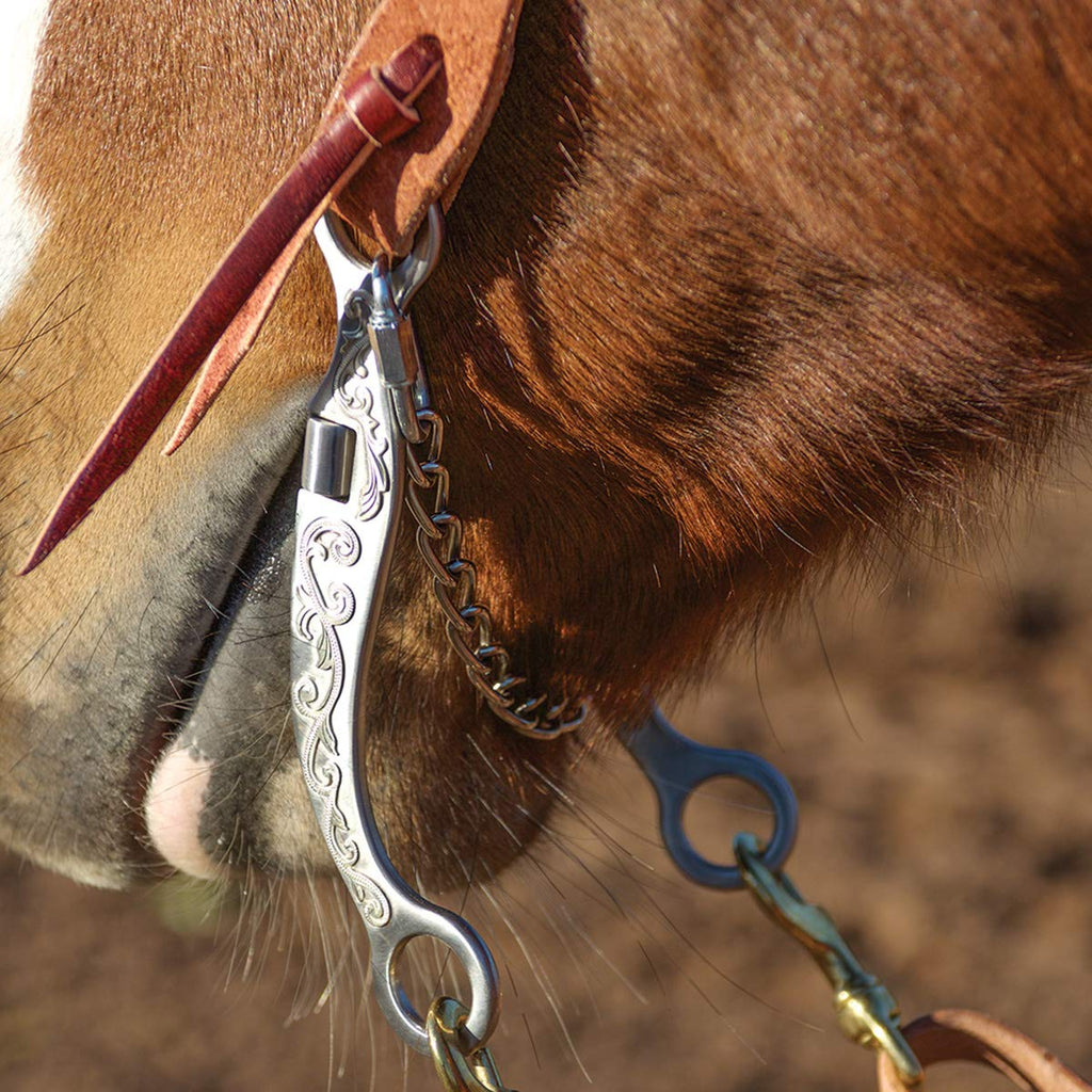 Classic Equine Interpreter Shank Roping Bit With Swivel Smooth Bar Copper Roller Dogbone, 6.75-Inch
