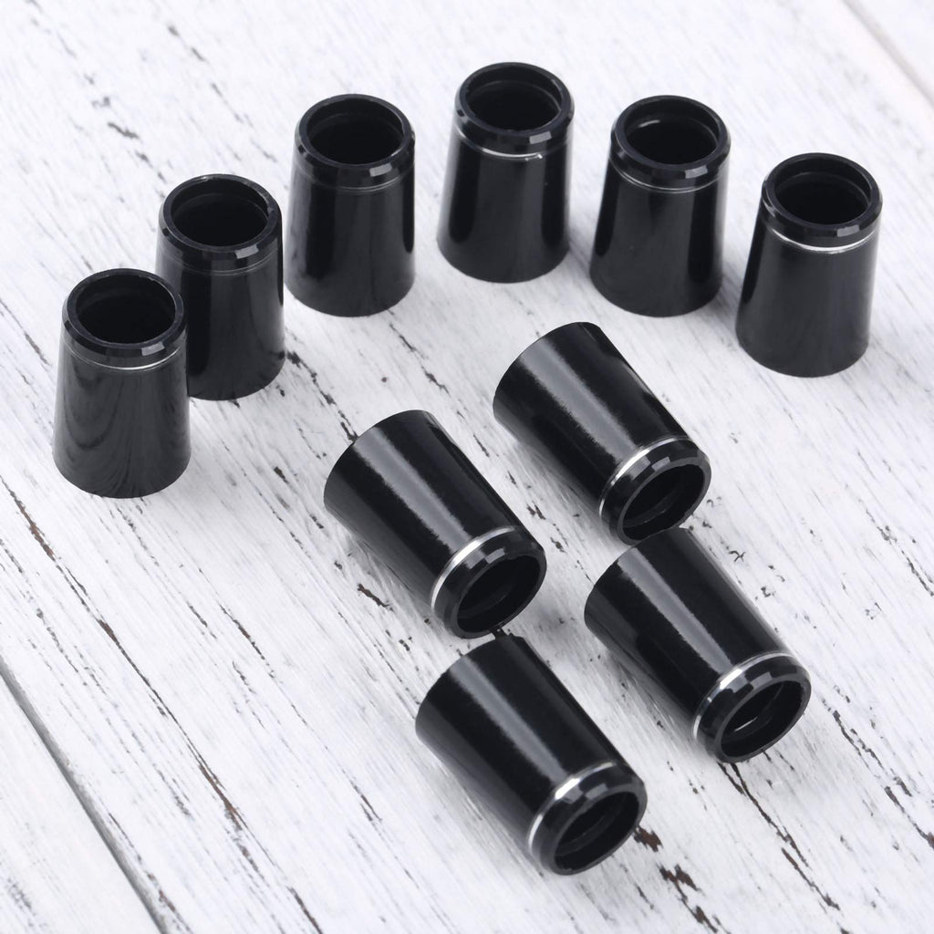 Muxsam 10Pcs .370 Black Golf Tapered Ferrules Compatible For Irons Shaft Universal With Single Silver Ring